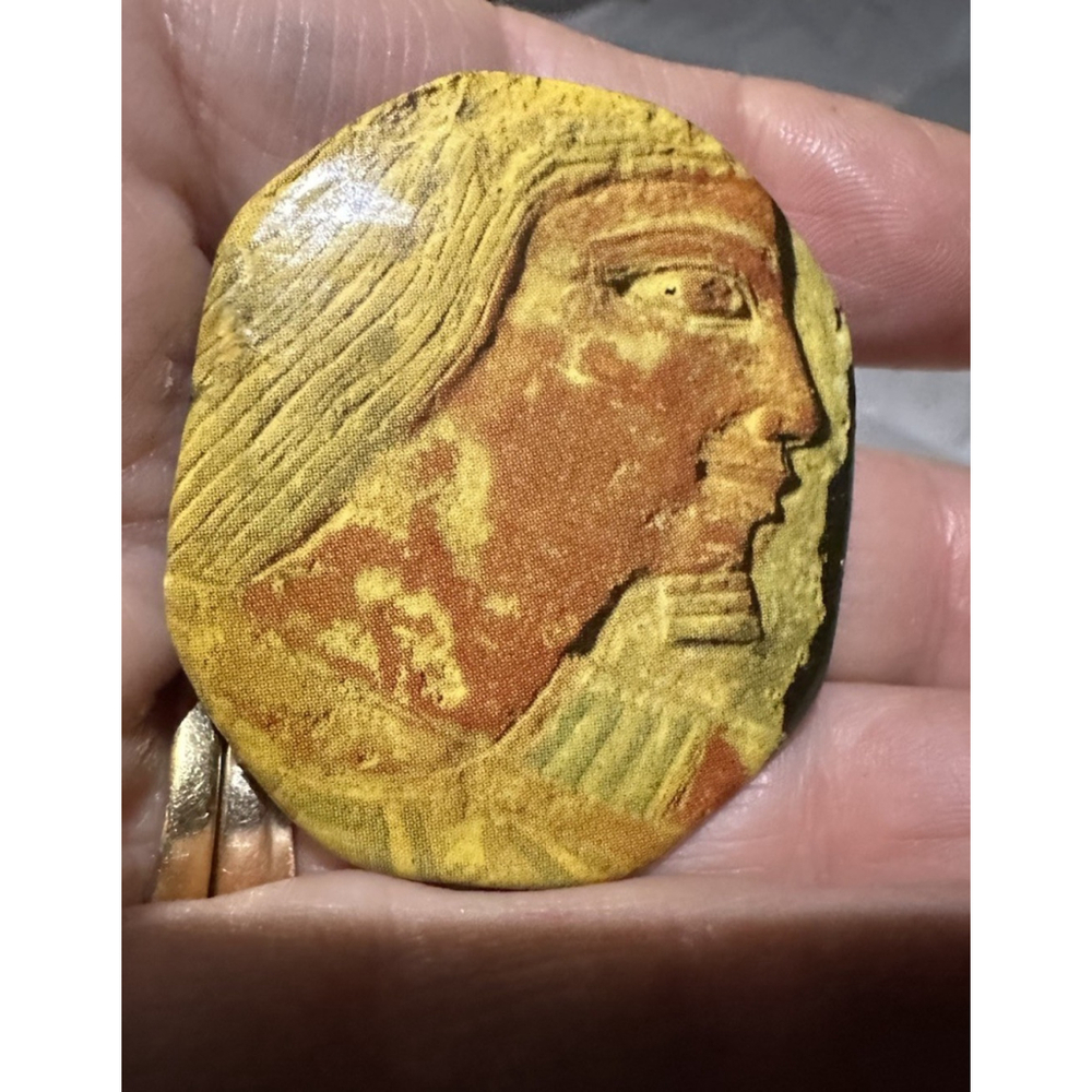 Vintage Egyptian Amara Period Revival Style Brooch Pin Pendant Pharoah Akhenaten